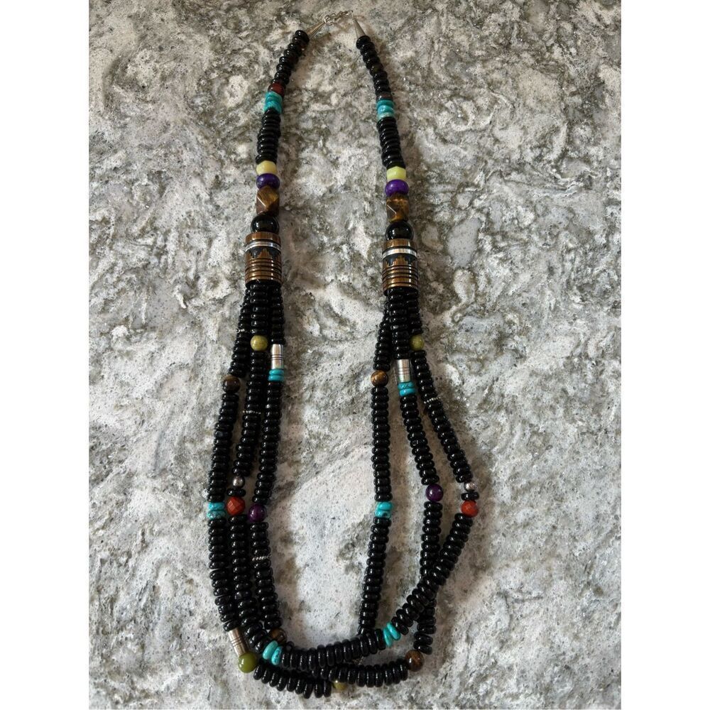 Vintg Thomas Singer navajo turquoise silver 5 pc necklace ring bracelet earrings - Picture 5 of 14